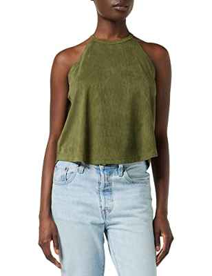Urban Classics Ladies Peached Rib Neckholder Tank Camiseta Deportiva de Tirantes, Verde (Olive 00176), S para Mujer