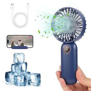 Ventilador de Mano recargable USB con Soporte para Teléfono,Ajustable 3 Velocidades,OFERTA EN 3 COLORES BLANCO,AZUL Y ROSA