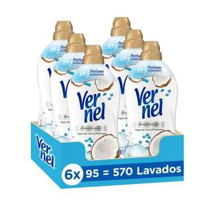 Vernel Suavizante Concentrado para la Ropa Aromaterapia Agua de Coco & Minerals (pack de 6, total: 570 lavados)