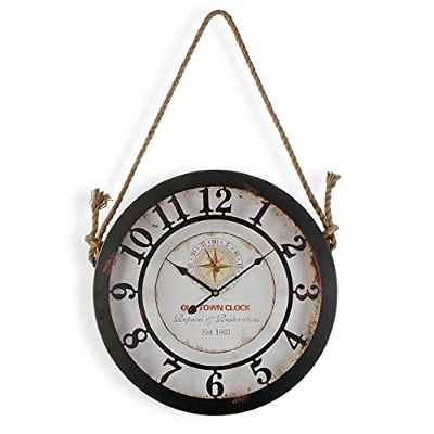 Versa Pretoria Reloj de Pared Silencioso Decorativo para la Cocina, el Salón, el Comedor o la Habitación, Medidas (Al x L x An) 50 x 4 x 50 cm, Metal, Color Marrón y Blanco