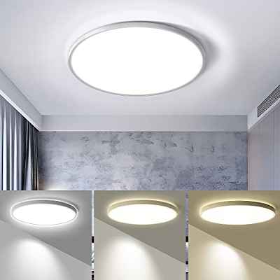 WAYRANK Lamparas Techo Led Baño, Plafon de Techo 28W 2240LM, Lampara Luz Redonda para Salon Dormitorio, 3000K/4000K/6000K, Ø30 x 2.5cm, IP44