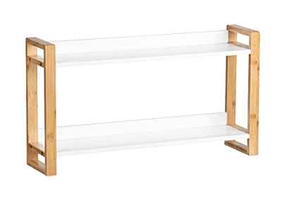 Wenko Pared Finja, estantería para el salón o el baño, ingeniería Bambú Material de Madera, Naturaleza, 62,5 x 35 x 15 cm