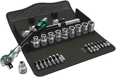 Wera 05004076001 Set de Carracas, Cuadradillo con 28 Piezas, 1/2"