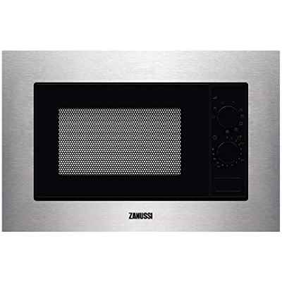 Zanussi ZMSN6DX Microondas Integrable con Grill de 700W, 6 niveles de potencia, Mando giratorio, Programa de descongelacion rápida, Pulsador para apertura, Marco Integrado, Negro/Inox, 20L