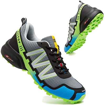 Zapatillas Trail Running Hombre Impermeables Zapatillas Trekking Hombre Zapatos de Senderismo Ligeras Deportivas Zapatos para Correr Gimnasio Sneaker Negro Blanco 44 EU