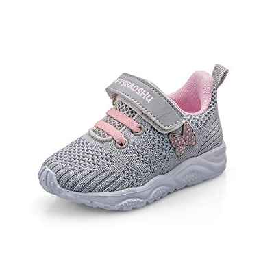 Zapatos Bebe Niña Deportivas Niña Chicas Tenis Bambas Zapatillas de Correr Unisex Calzado Gimnasio Caminar Diariamente Zapatos Atléticos Interior y Exterior Lindo Moda Gris Talla 22