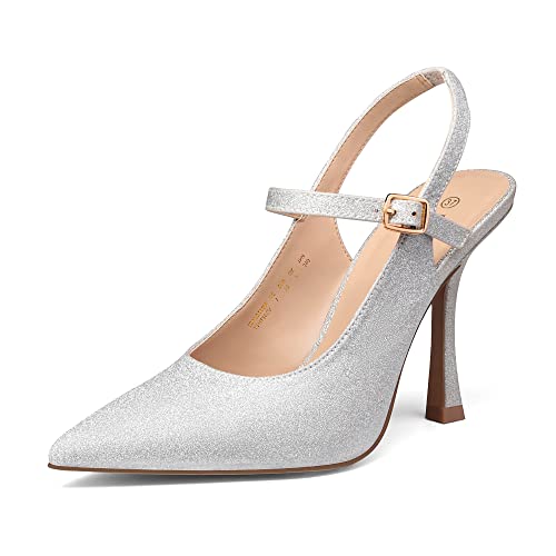 Zapatos tacón plata purpurina talla 40 (las demás 27.59€ y más colores)