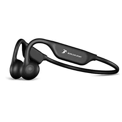 ZRUHIG Auriculares de Conduccion Osea, Auriculares Inalámbricos Bluetooth 5.2 de Auriculares de oído Abierto con Micrófono, al Agua IP67, Conducción Ósea para Trotar, Correr, Ciclismo (Negro)